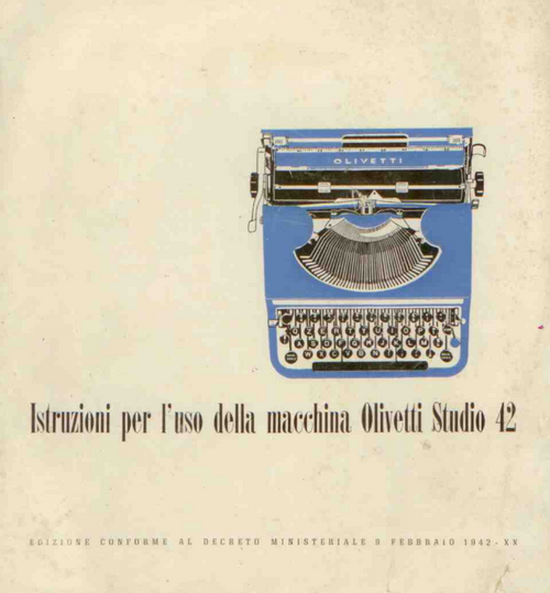 Olivetti Studio 42 Typewriter Vintage Instruction ITALIAN Manual PDF