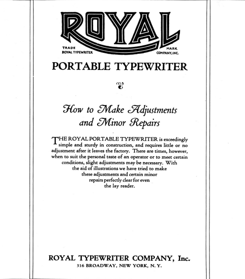 Royal Portable Typewriter Vintage English Manual PDF