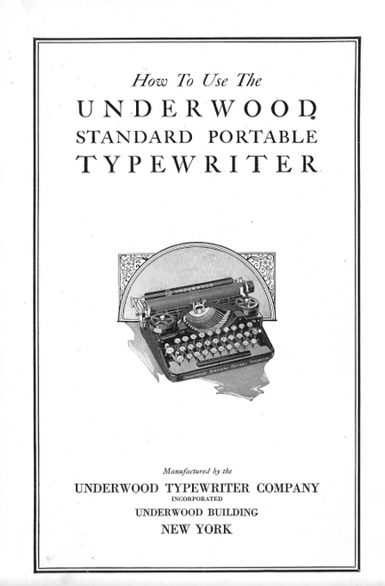  Underwood Portable Typewriter Vintage English Manual PDF