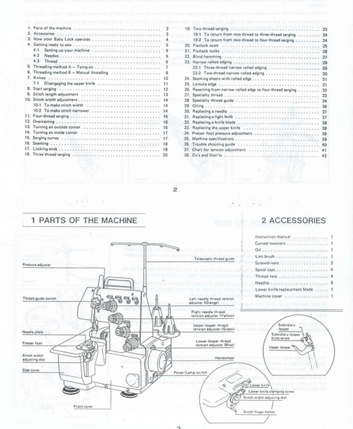 BabyLock BL-5180 Overlocker / Serger  PDF Instruction Manual in English Instant Download Retro Scan