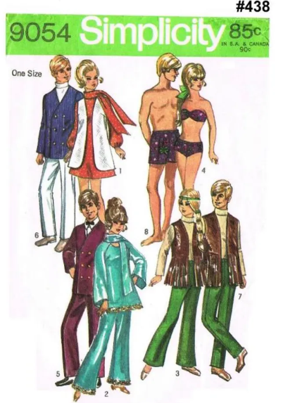 38 Barbie Ken Doll 11 1.5 inch Simplicity 9054 PDF Patterns Dress Flares Pants Jeans Pattern Retro Sewing Fashion Sewing Instant Download