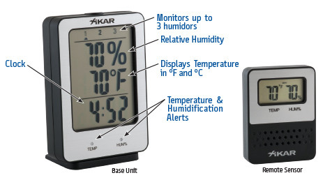XIKAR 832Xi Digital Cigar Humidor Hygrometer Thermometer Round