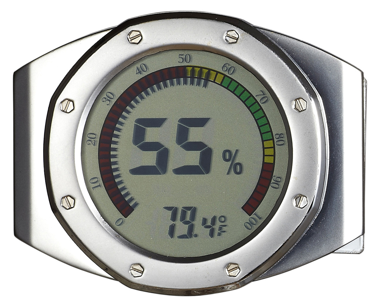 Modern Digital Electronic Hygrometer Thermometer for Cigar Humidor Silver Rect. 