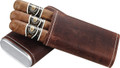 Brown Leather Cigar Case Holds 3 Cigars up to 54 Ring