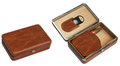 Brown Leather Cigar Case Holds 5 Cigars up to 48 Ring