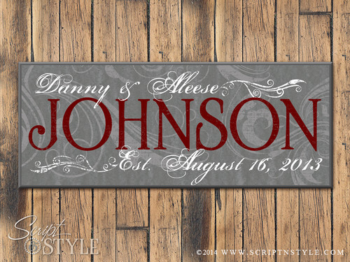 Personalized Family Name Sign, Medium Gray