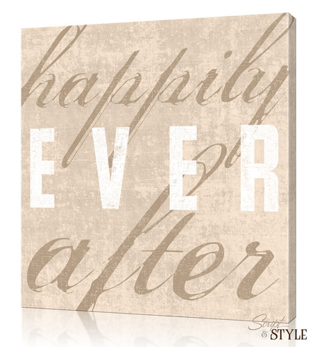Personalized Happily Ever After Canvas Wall Art, Tan
