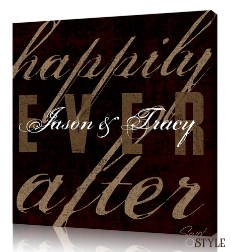 Personalized Happily Ever After Canvas Wall Art, Wine