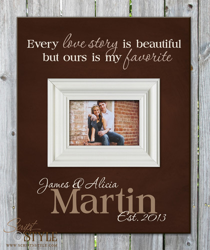 Personalized picture frame with quote, Brown