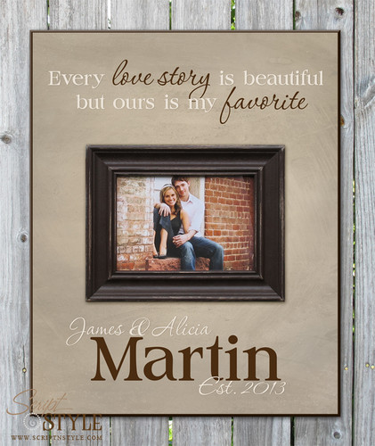 Personalized picture frame with quote, Stone