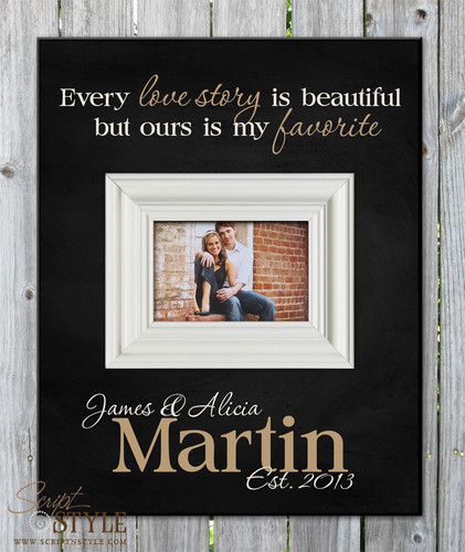 Personalized picture frame with quote, Black