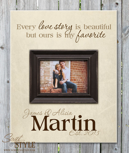 Personalized picture frame with quote, Cream
