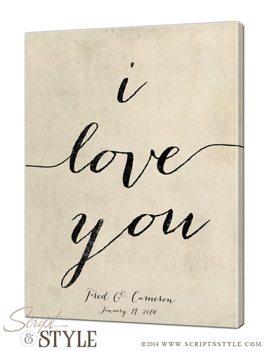Personalized i love you canvas/Cream-Black