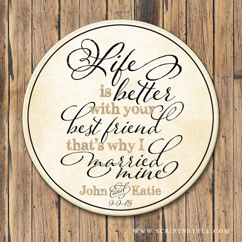Wood Family Name Quote Sign - Best Friends