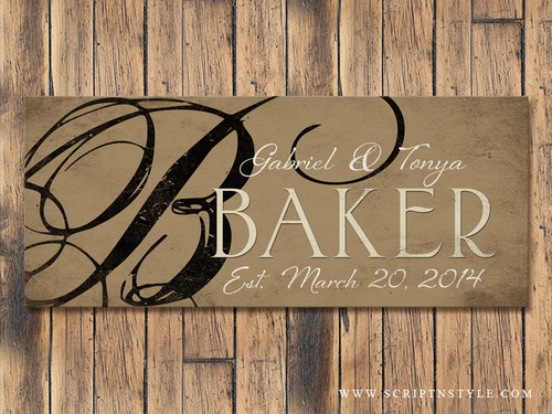 wooden family name sign