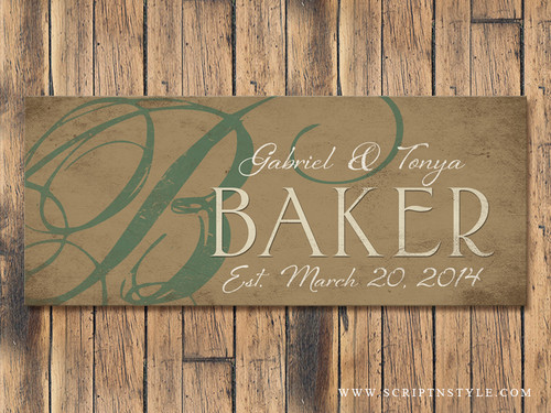 wood family name sign
