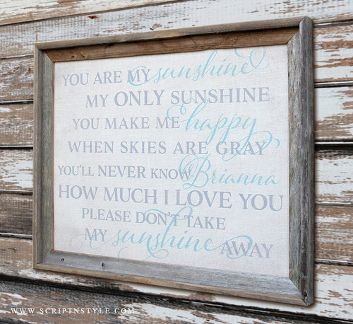 Personalized You Are My Sunshine Burlap Sign