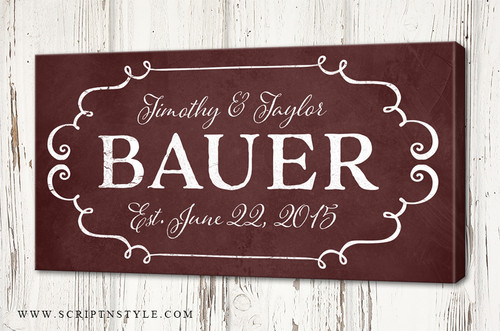 Personalized Family Established Canvas Sign
