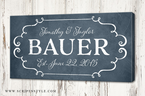 Personalized Family Established Canvas Sign