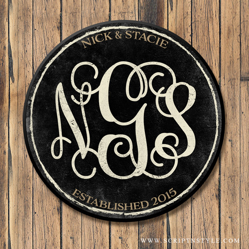 Wood Family Monogram Sign