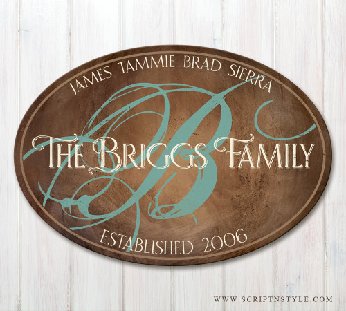 wood family established plaque