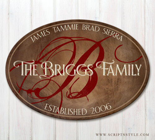 oval wood family name plaque