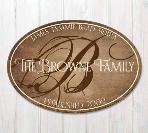 oval wood family established sign