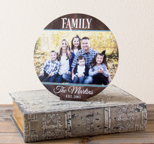 Wood Family Established Sign With Photo Stand Up Display