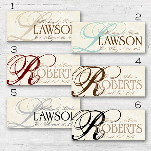 Wooden family name sign