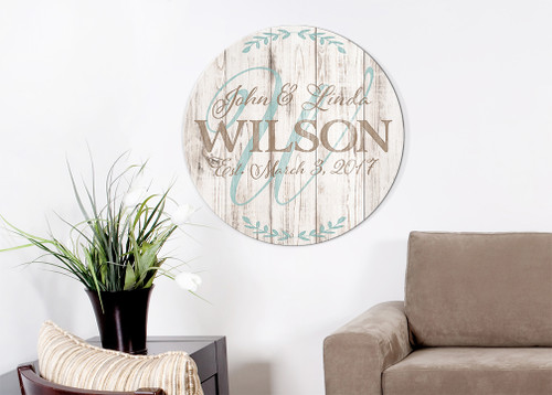 wooden family name sign