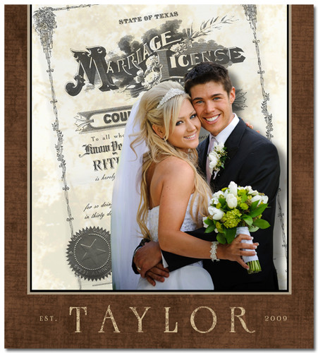 Wedding Photo with marriage license background