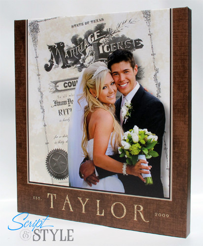 Wedding photo & marriage license canvas print wall art