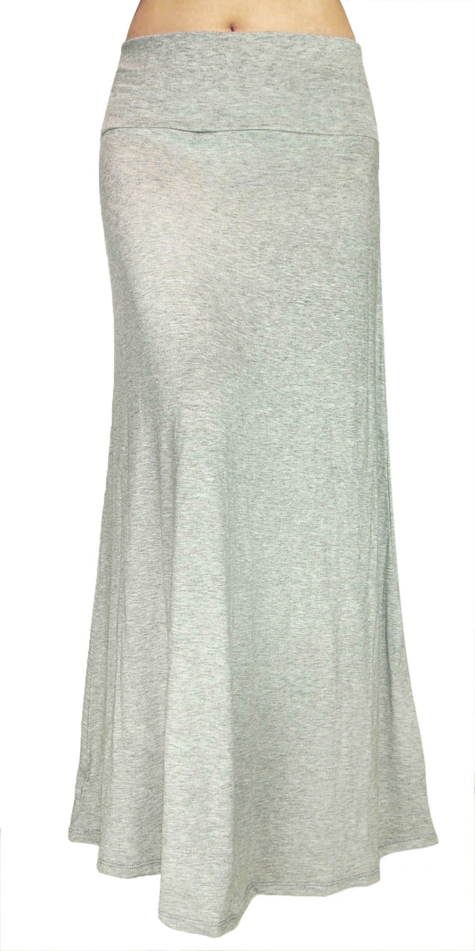 Solid Long Maxi Skirt Waist Foldover Full Length Lightweight Rayon ...