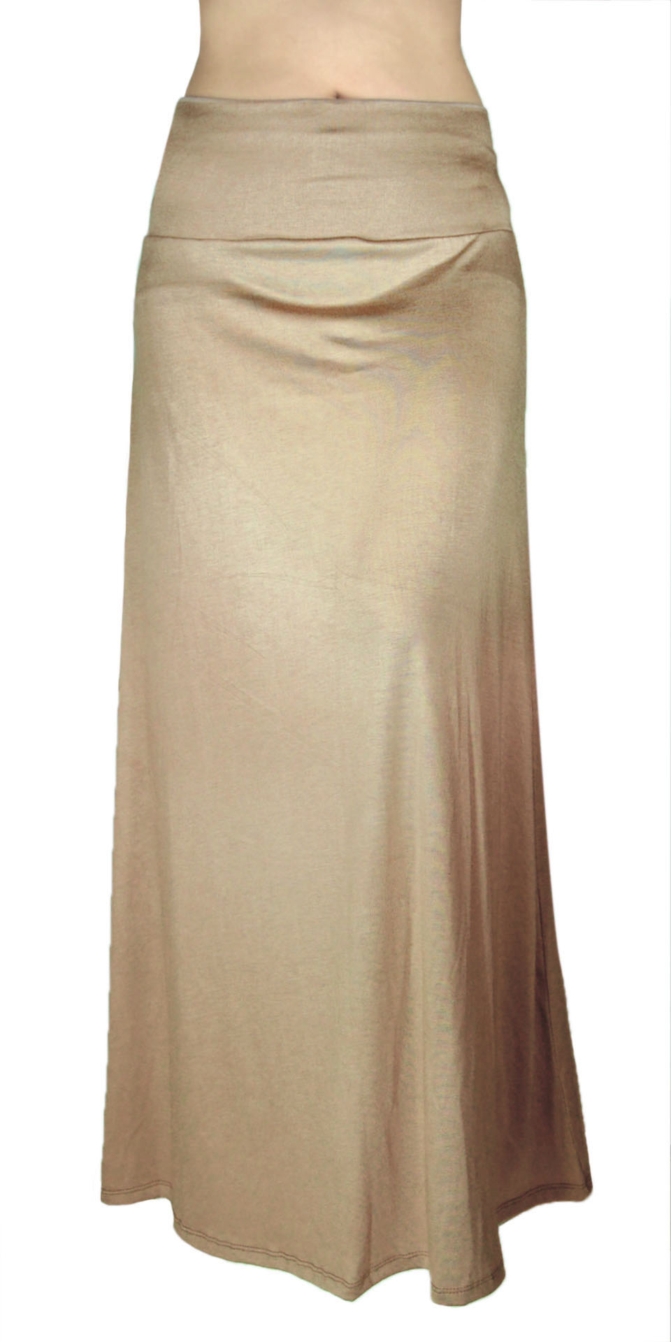 Solid Long Maxi Skirt Waist Foldover Full Length Lightweight Rayon ...