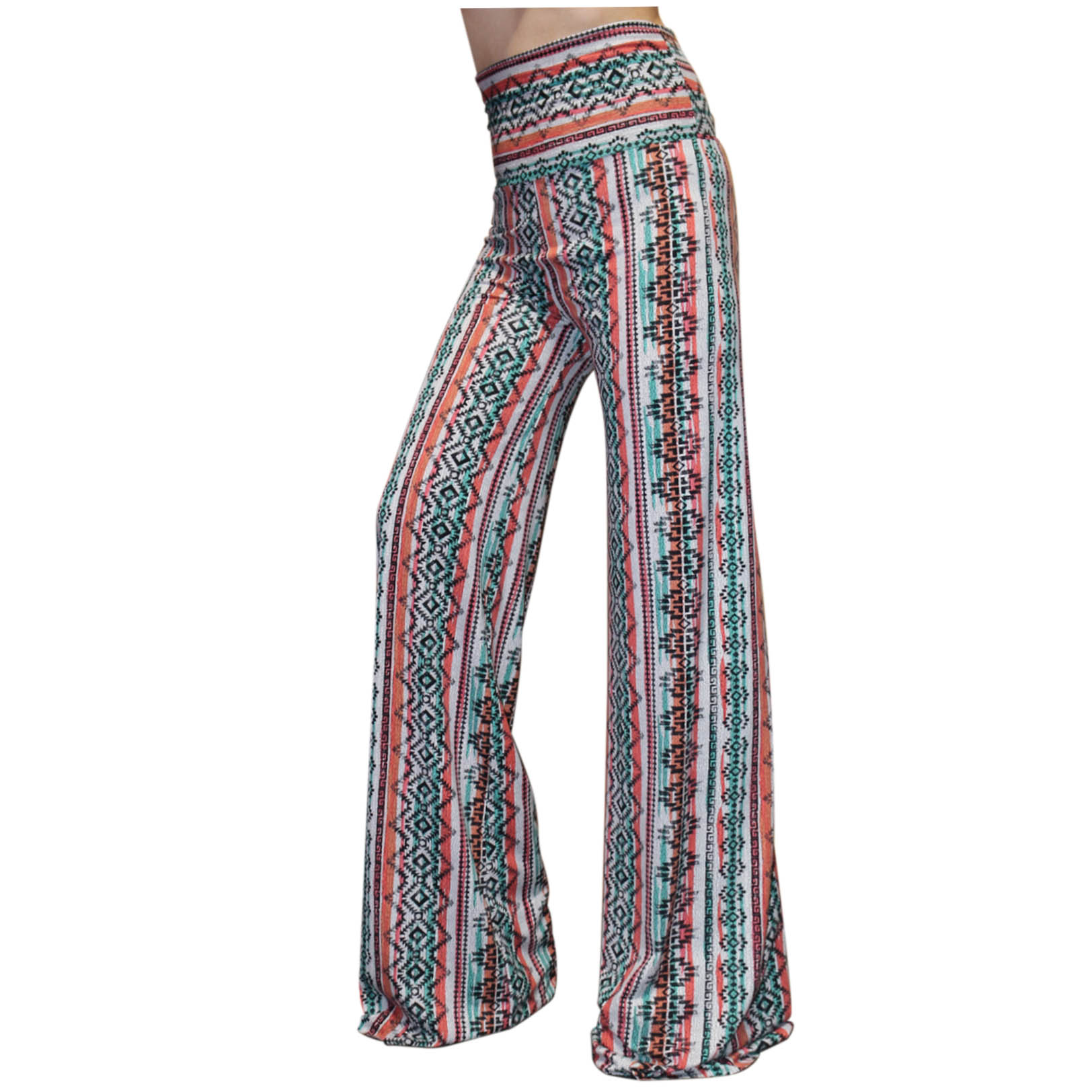 Boho Hippie High Waist Wide Leg Long Flared Bell Bottom Pants S M L XL ...
