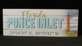 Ponce Inlet custom coordinate wooden wall plaque