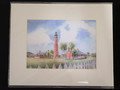 Lighthouse & Homes Matted Print 