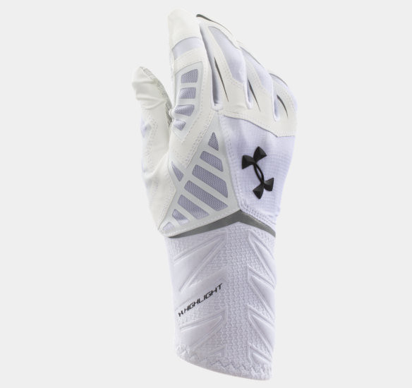red and white under armour football gloves