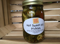Hot sweet dill pickles. 