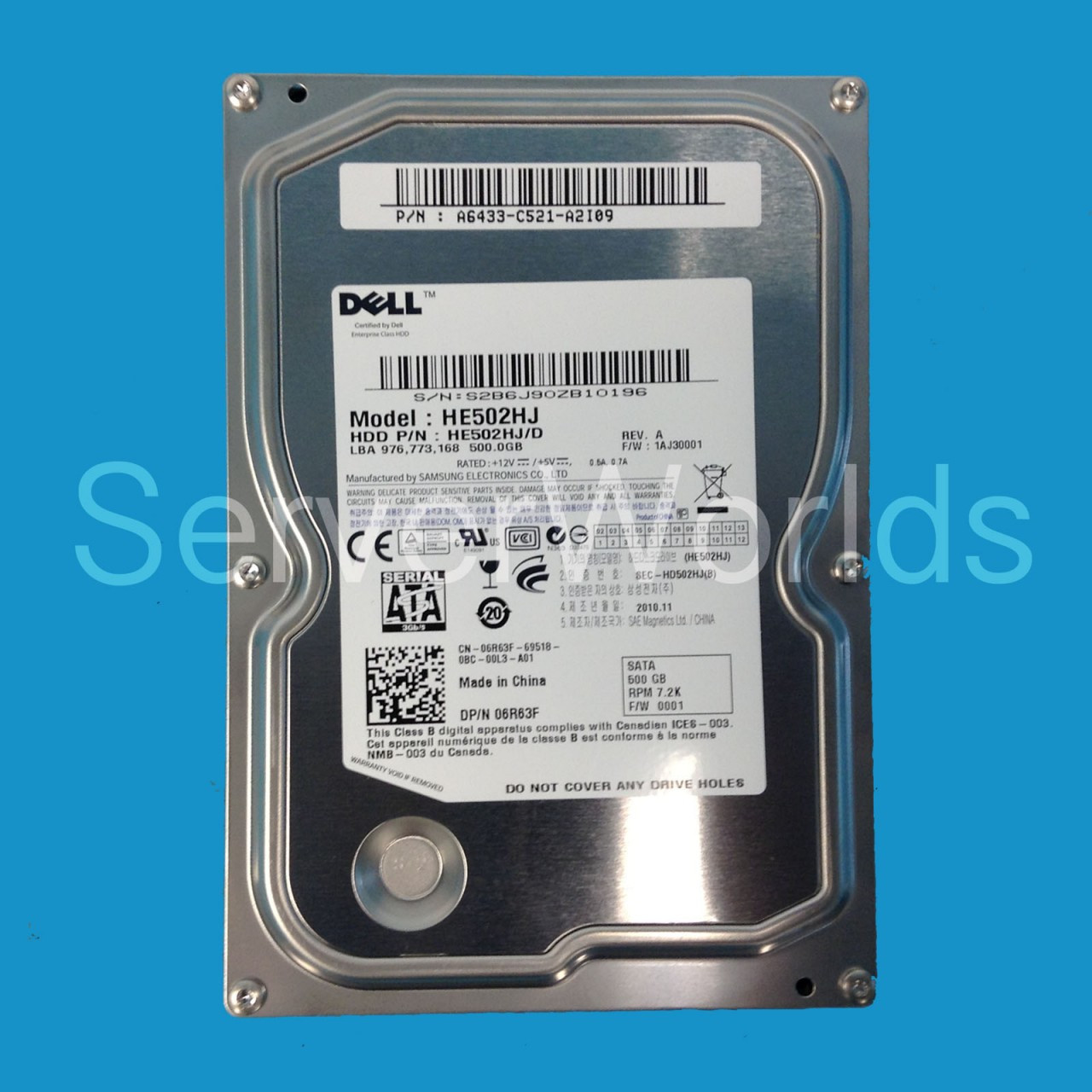 G377T Dell 1TB 7.2K 3.5 SATA HDD w//F238F Certified Refurbished 5 Pack