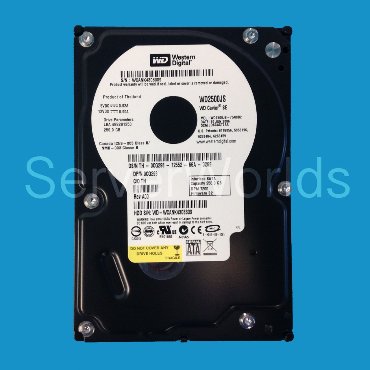 Western Digital 250 GB 7200 RPM SATA WD2500JS 75NCB2 75NCB3