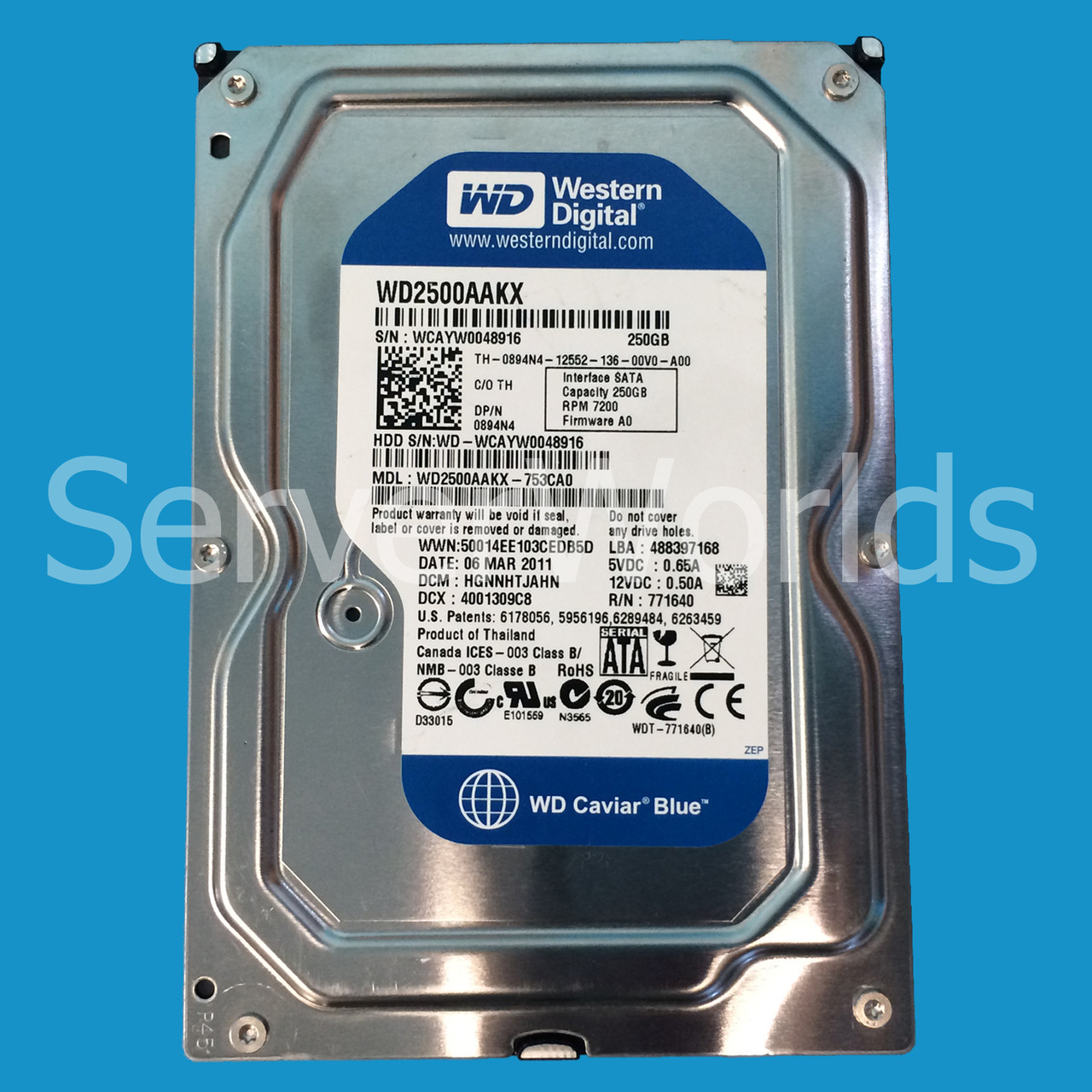 Western Digital WD2500AAKX-75U6AA0 3.5/" 250GB 7200RPM SATA HDD Hard Drive M4HXR