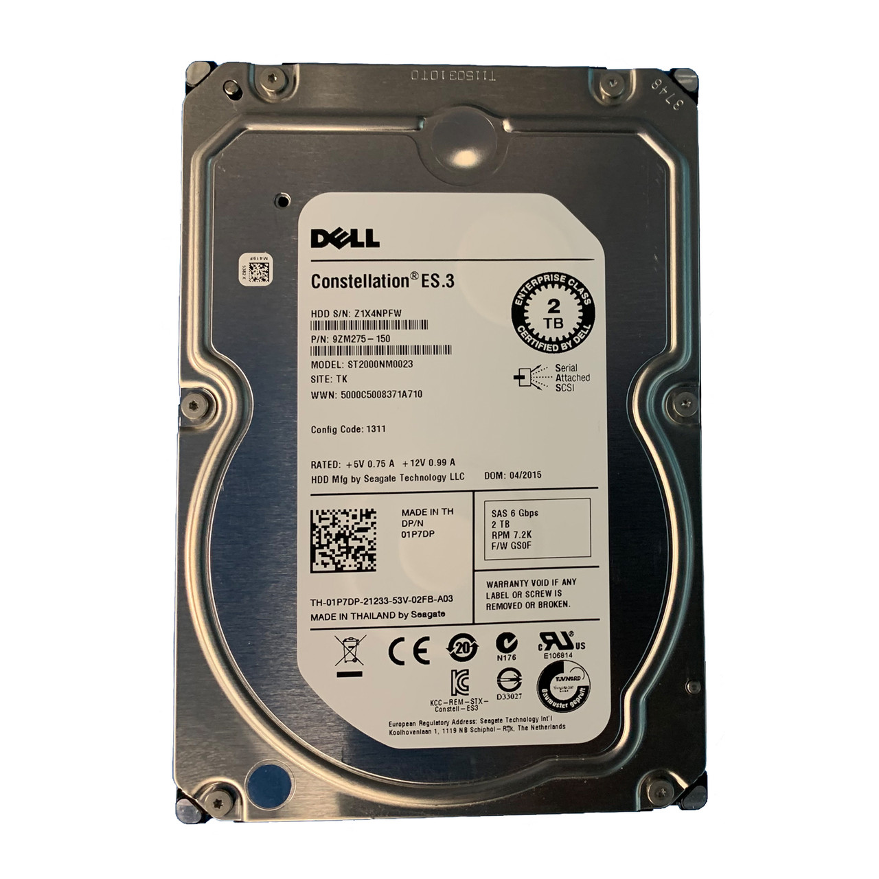 Dell 1P7DP 2TB NL SAS 7.2K 6GBPS 3.5 Hard Drive 