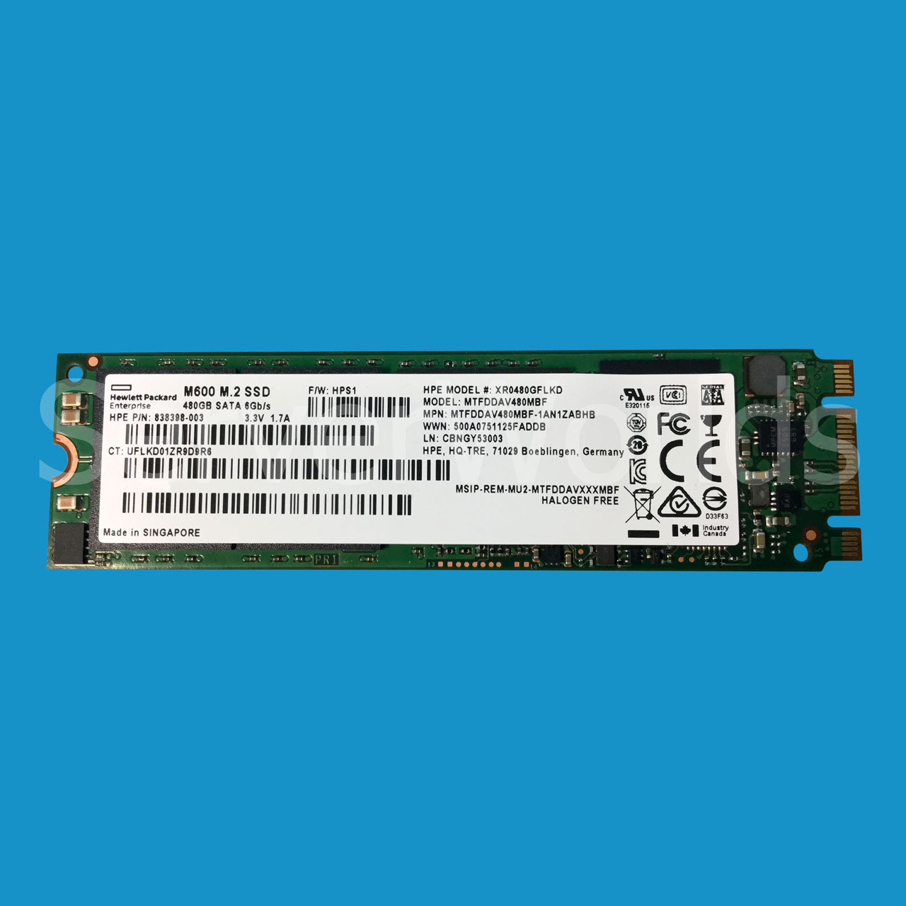 HP 838398-003 | M600 M.2 480GB SATA 6G SSD | HP XR0480GFLKD