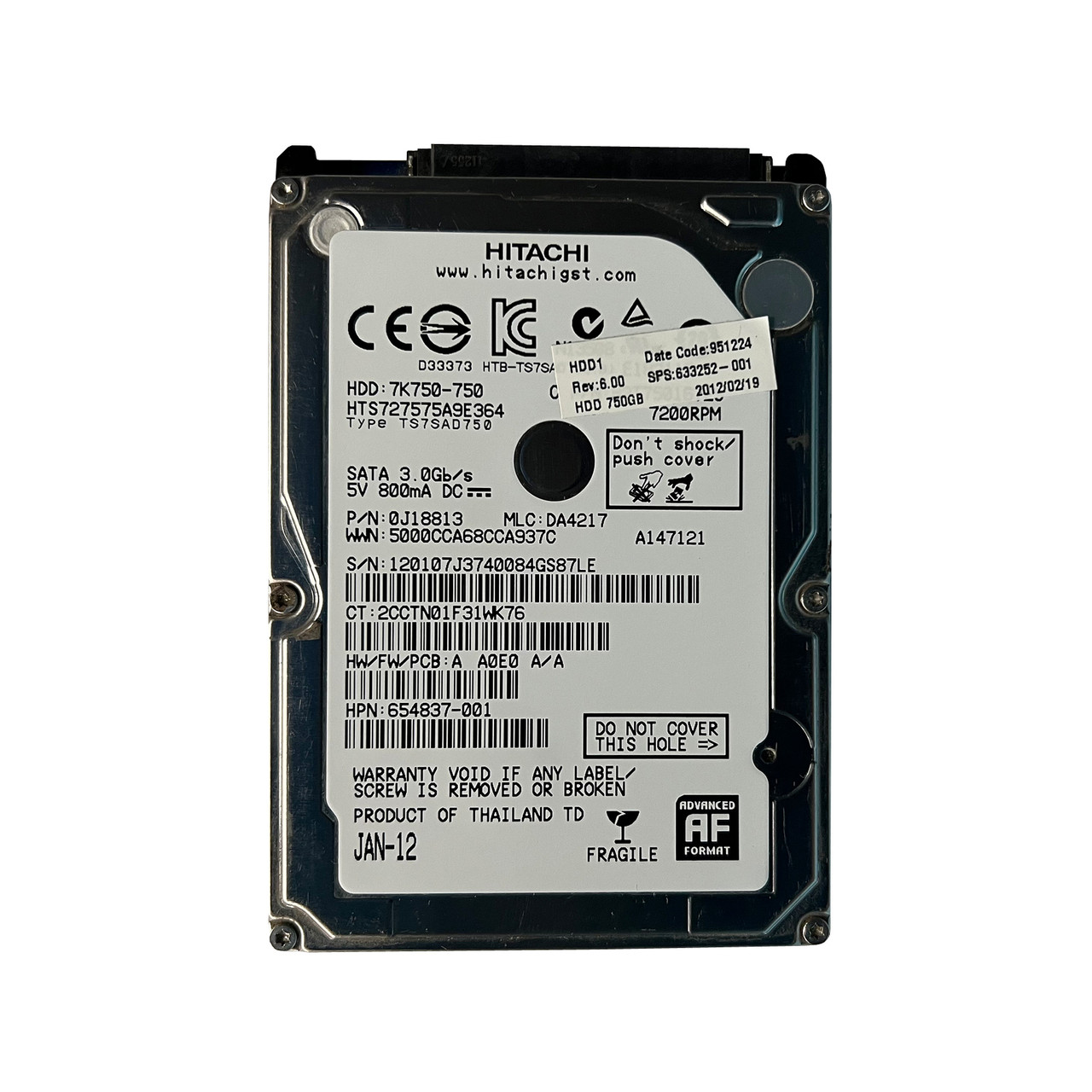 HP 633252-001 | 750GB SATA 7.2K 3GBPS 2.5