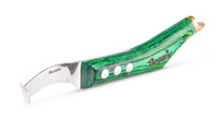 Beanie wide blade hoof knife with green handle