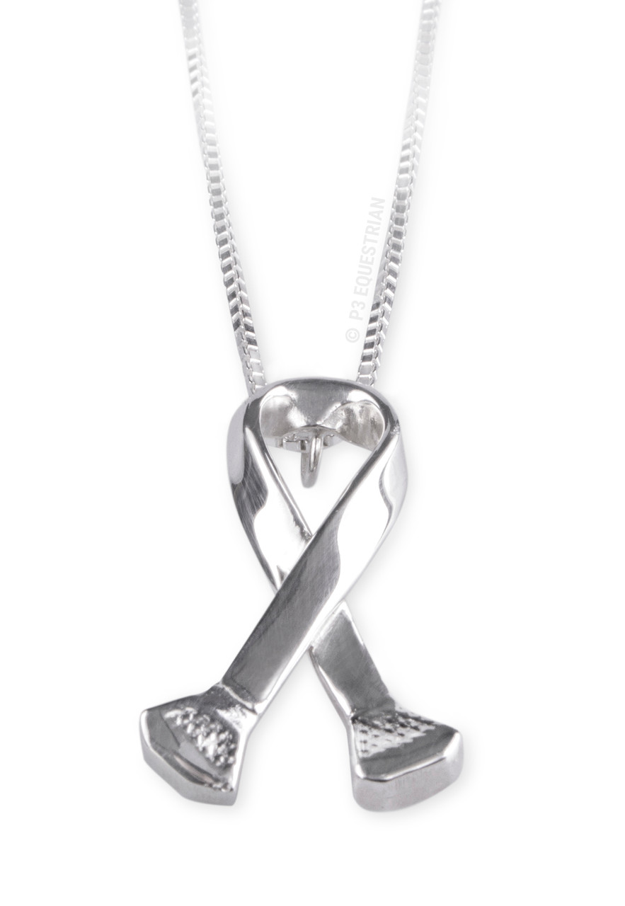 silver cancer ribbon necklace