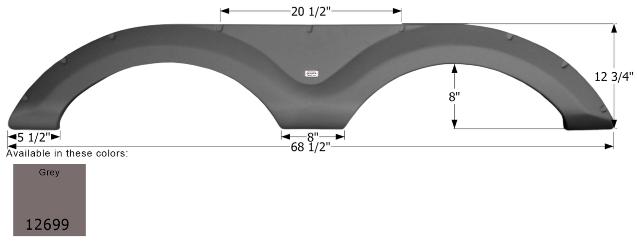 RV Tandem Fender Skirt Classic Style 68 1/2" W X 12 1/2" H - RecPro