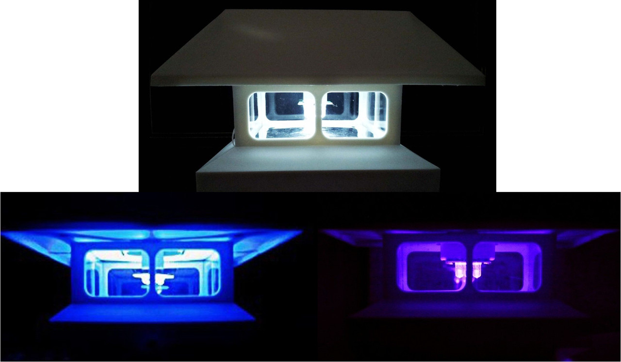 4-Pk Outdoor Solar White Cap Lights With White/Amber/Blue LEDs For 4 x 4 Post 