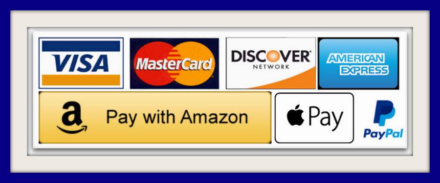 Pay securely with Visa, Mastercard, Discover, American Express, PayPal, Apple Pay or Amazon Payments. All payments are secured using encryption for your security and peace of mind. Pay securely with Visa, Mastercard, Discover, American Express, PayPal, Apple Pay or Amazon Payments. All payments are secured using encryption for your security and peace of mind.